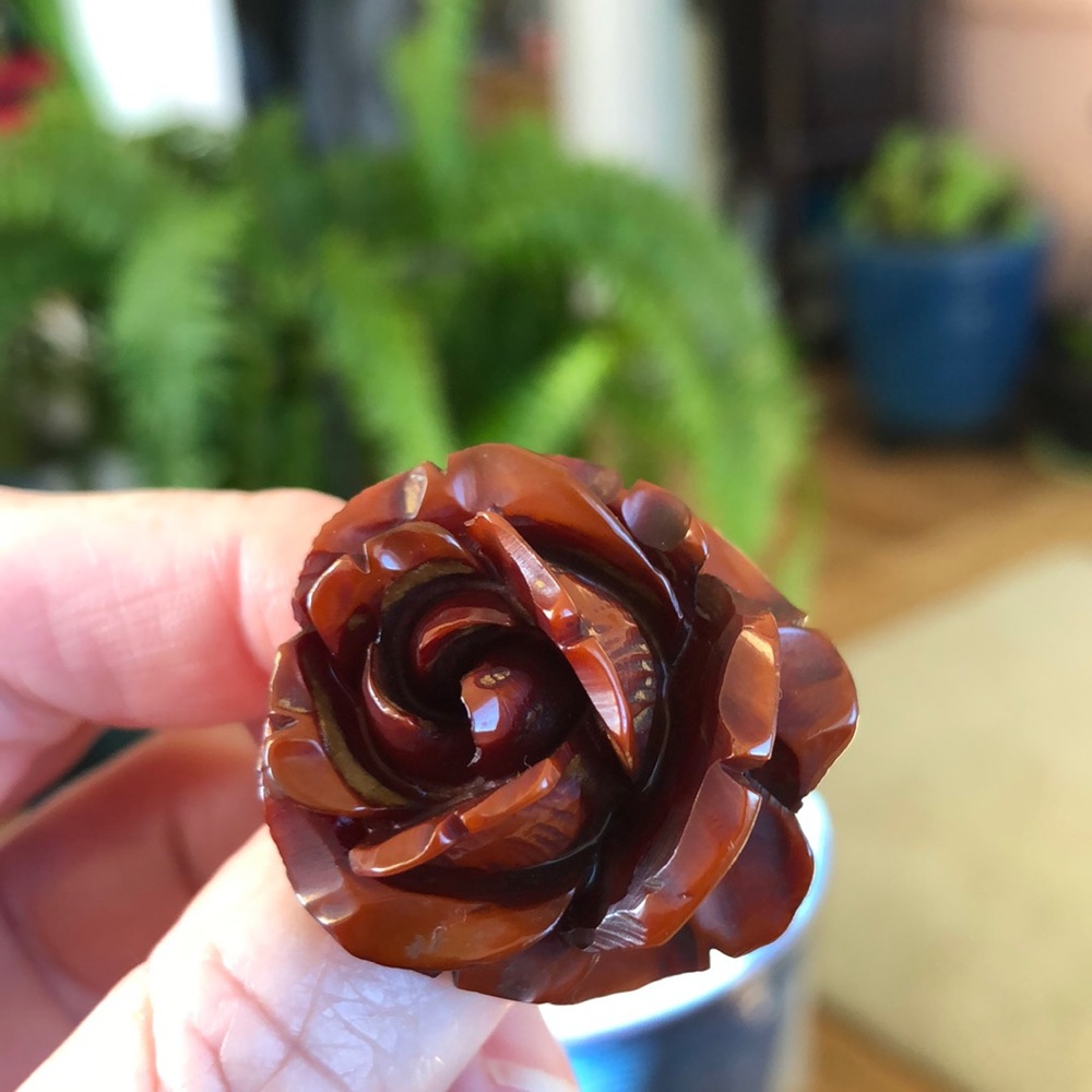 Antique Bakelite Rose Brooch
